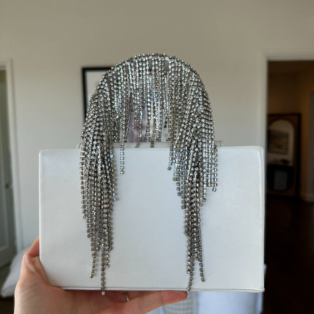 KARA crystal embellished white handle bag - Picture 4 of 14